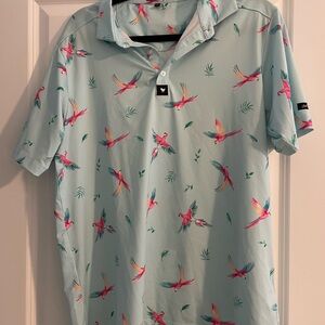 Bad Birdie Macaw Polo - Light Blue